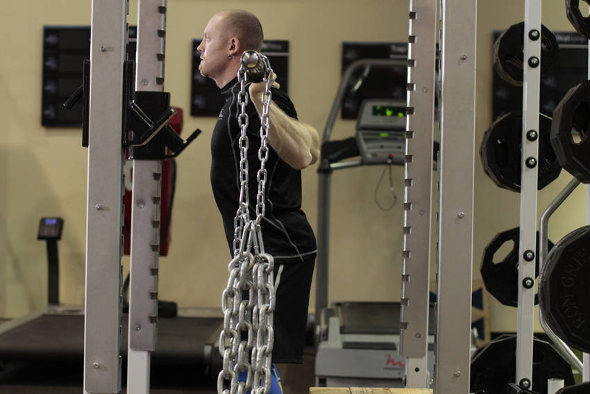 Box Squat with Chains demonstration