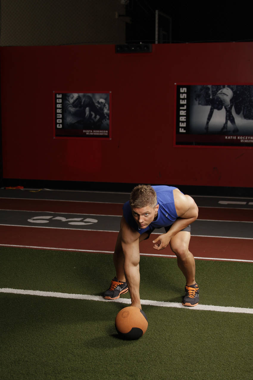 Chest Push from 3 point stance demonstration