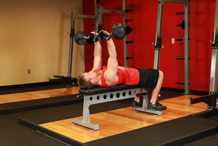 Lying Close-Grip Barbell Triceps Press To Chin demonstration