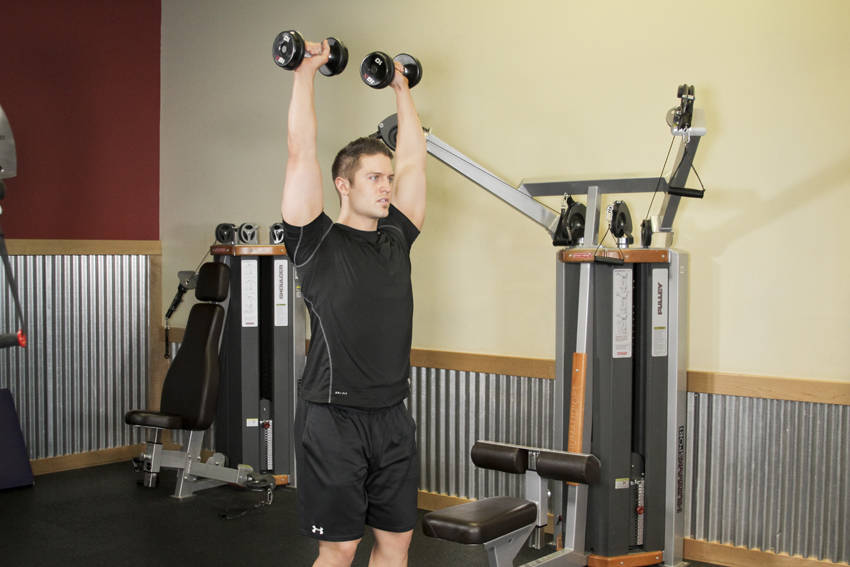 Standing Dumbbell Press demonstration frame 2