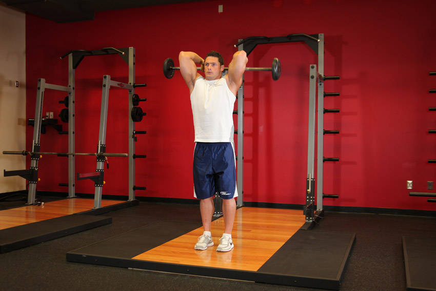 Standing Overhead Barbell Triceps Extension demonstration